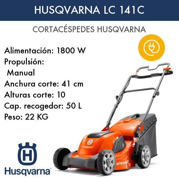Cortador de grama Husqvarna elétrico LC141C 1800 W