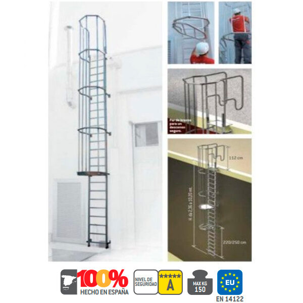 Aluminum industrial ladder in FARAONE SVS 2 - 6.28 to 10.20 meters