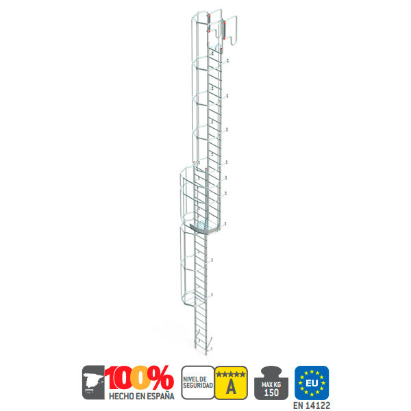Aluminum stairs FARAONE SVS 1 by 6.15 - 9.36 meters