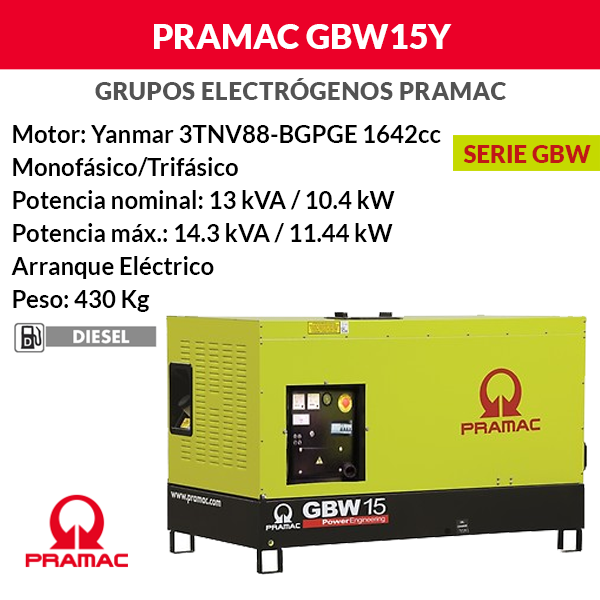 Schalldichter Pramac GBW15Y Generator