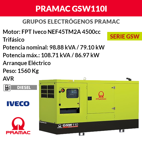Schalldichter Pramac GSW110I Generator