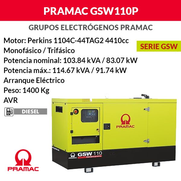 Schalldichter Pramac GSW110P Generator