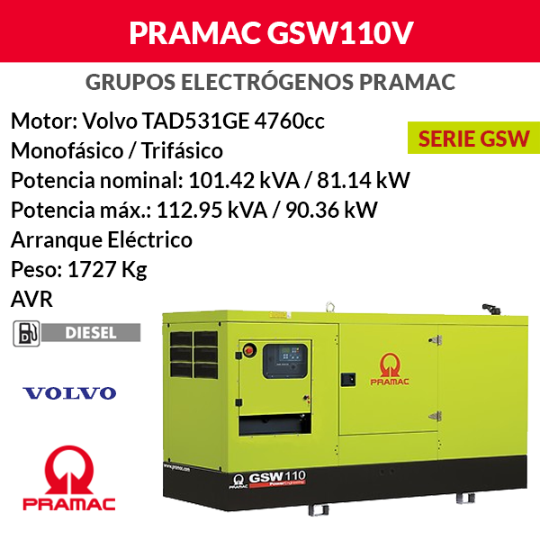 Schalldichter Pramac GSW110V Generator