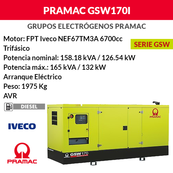 Generatore di Pramac GSW170I insonorizzato