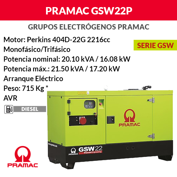 Schalldichter Pramac GSW22P Generator