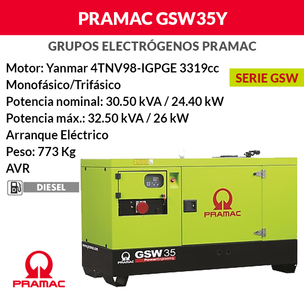 Generatore di Pramac GSW35Y insonorizzato