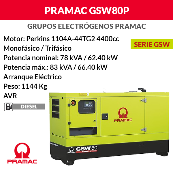 Schalldichter Pramac GSW80P Generator
