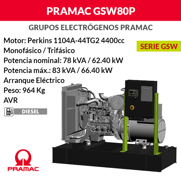 Pramac GSW80P Open Generator