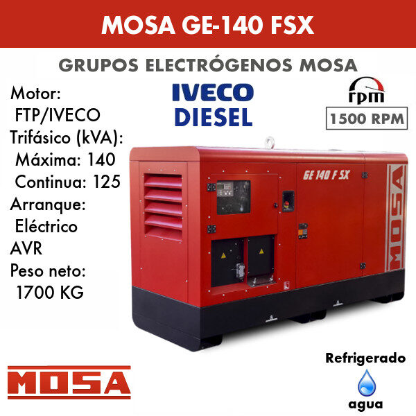 Generating set Mosa GE-140 FSX 125 KVA