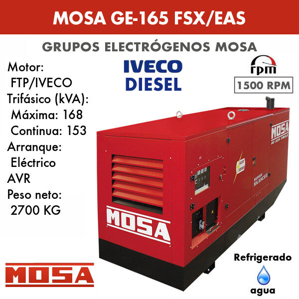 Generating set Mosa GE-165 FSX / EAS 153 KVA