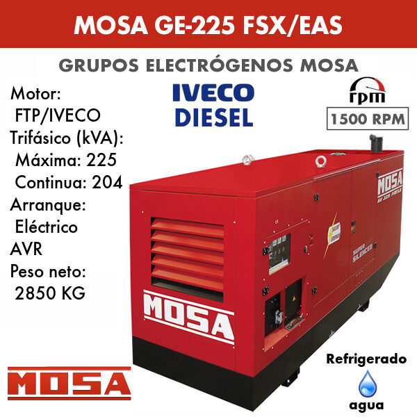 Generating set Mosa GE-225 FSX / EAS 204 KVA