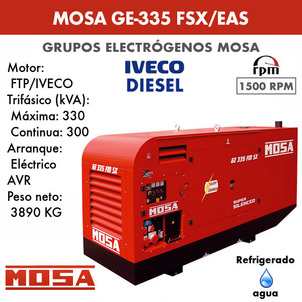 Генератор Mosa GE-335 FSX/EAS 300 кВА