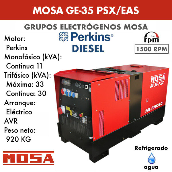 Grupo electrógeno Mosa GE-35 PSX/EAS 33 KVA