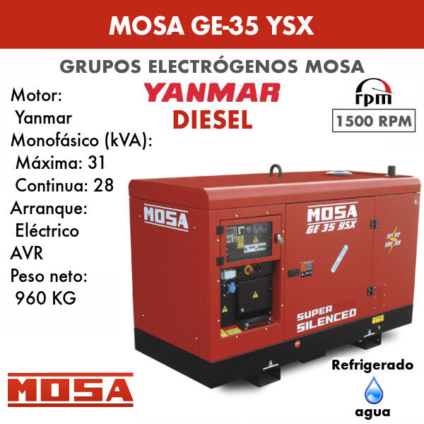 Генератор Mosa GE-35 YSX 28 кВА