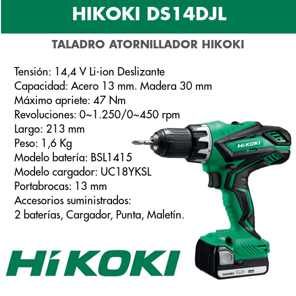 Drill screwdriver battery Hikoki DS14DJL 14v