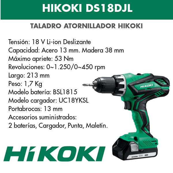 Drill screwdriver battery Hikoki DS18DJL 18v