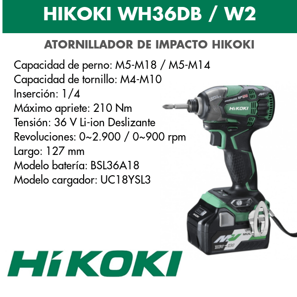 Hikoki battery impact screwdriver WH36DB
