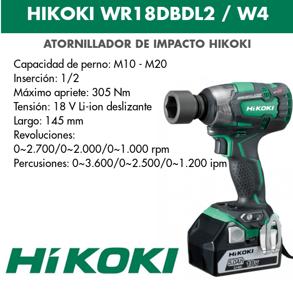 Battery impact screwdriver Hikoki WR18DBDL2 and WR18DBDL2W4