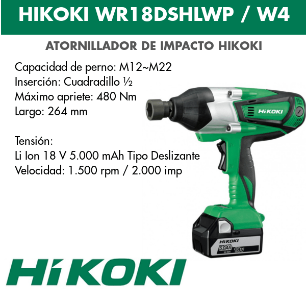 Battery impact screwdriver Hikoki WR18DSHLWP and WR18DSHLW4