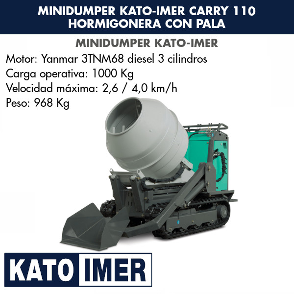 Brouette à moteur Imer carry 110, mini-transporteur 1000 kg, brouette à  chenille, mini dumper - Meygalmat