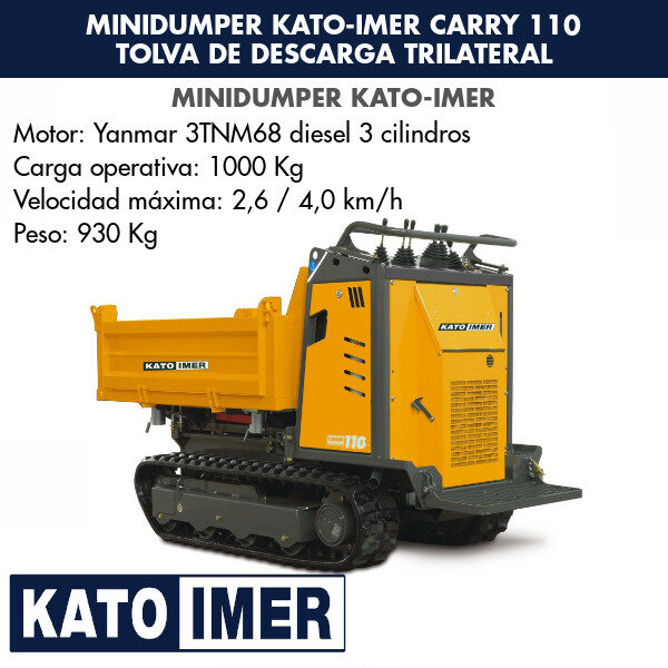Minidumper Kato-Imer CARRY 110 Trilateraler Entladetrichter