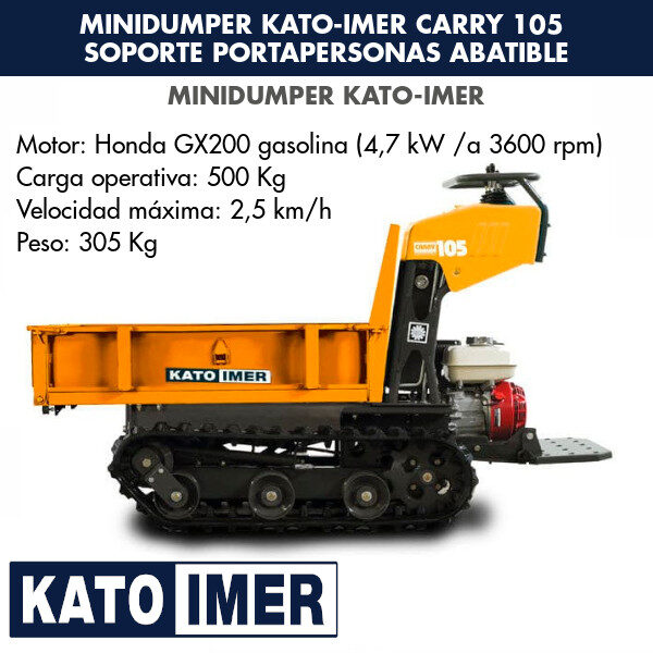Minidumper Kato-Imer CARRY 105 Soporte portapersonas abatible