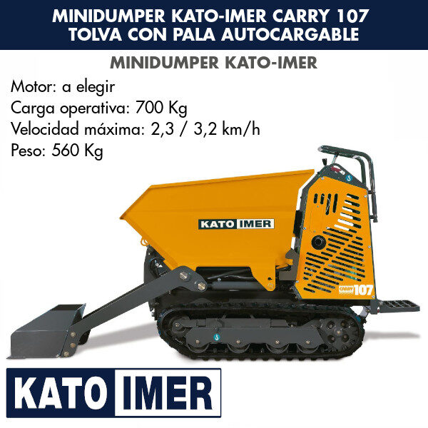 Minidumper Kato-Imer CARRY 107 Tolva con pala autocargable