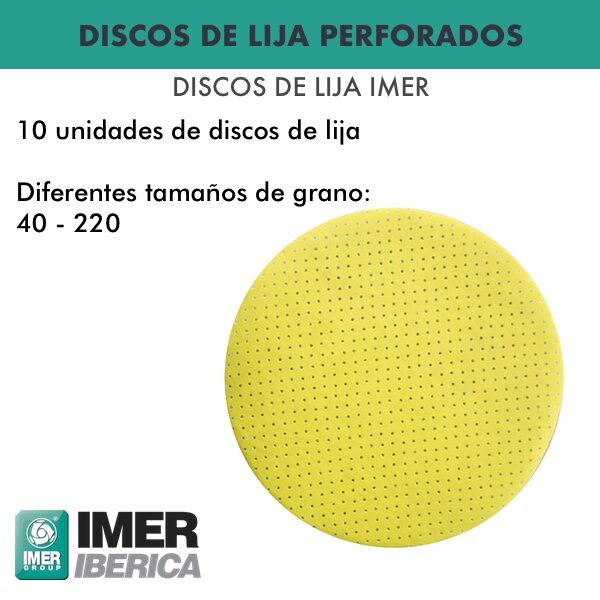 Discos de lija perforados de 225 mm. de diámetro Imer Ibérica