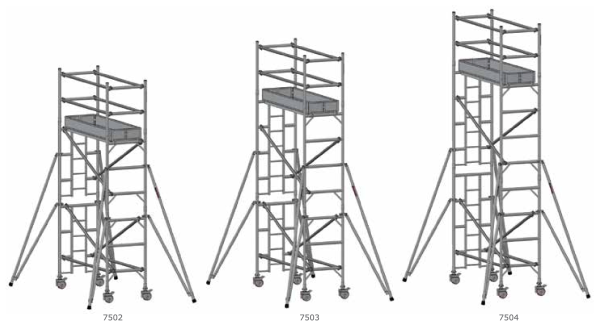 एल्यूमीनियम मोबाइल टावरों Dacame ALU-50 075 श्रृंखला मॉडल 7502