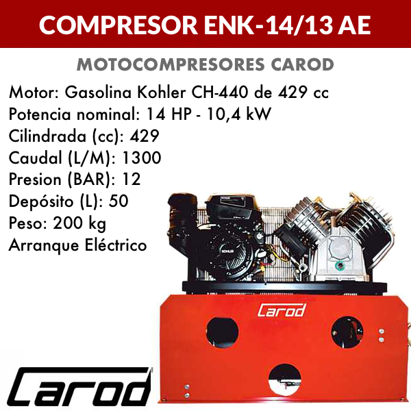 Compresor de aire para taller móvil Carod ENK-9/8 AE con Motor de gasolina Honda