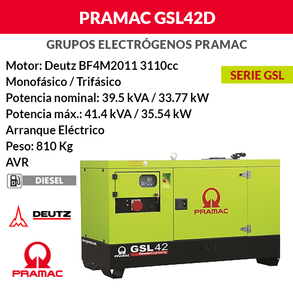 Schalldichter Pramac GSL42D Generator