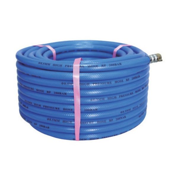Roll of PVC hose with blue fittings 25/50 m