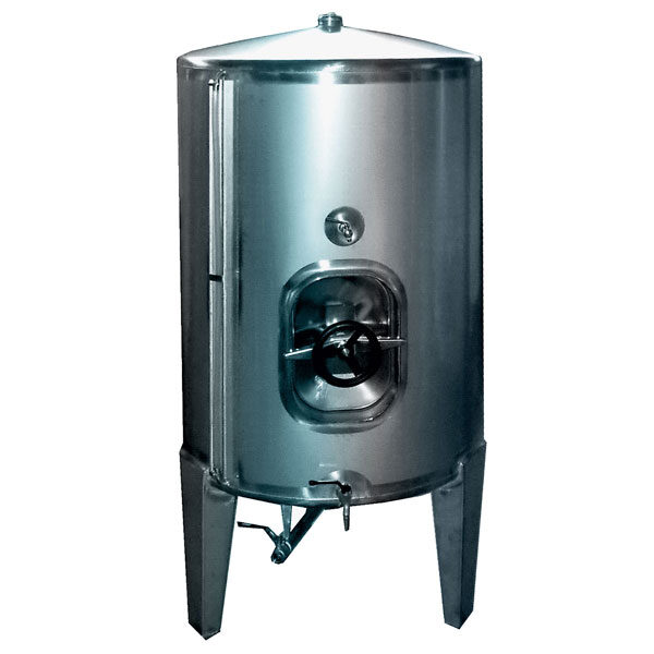 Stainless steel 304 wine tank closed with lower door and interior opening