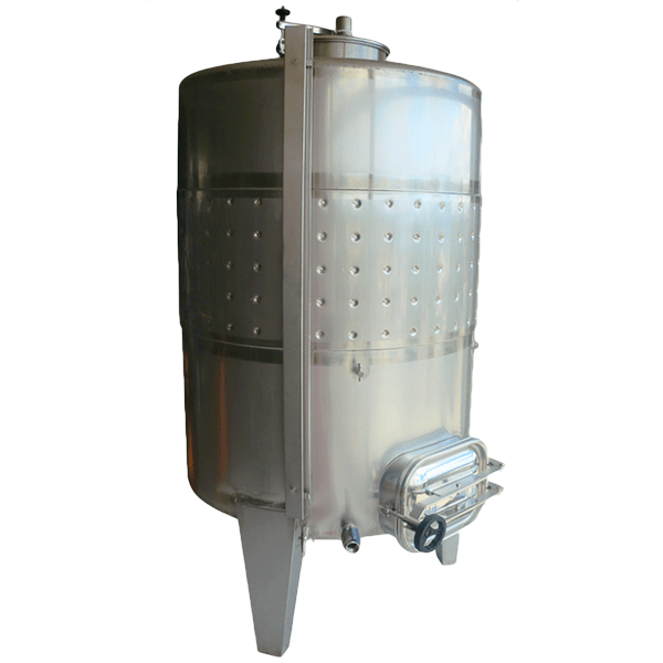 Stainless steel 304 closed wine tank with flat sloped bottom 5% jacket with upper and lower door with external opening