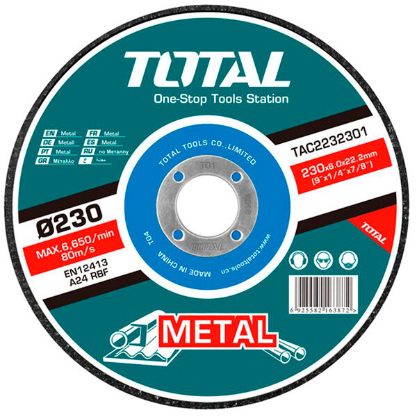 Disco abrasivo corte metal para amoladoras Anova-Total TAC2232301
